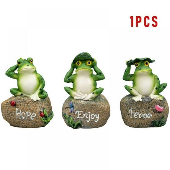 Adorable Indoor Outdoor Frog on Stone Rock,Frogs Garden Decor Statues for Yard and Garden,1 Pack(Random)