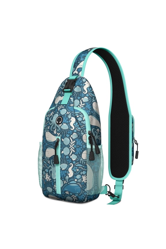 Adorable Kawaii Axolotl Sling Backpack with Cute Colorful Cartoon Design, Lightweight Crossbody Daypack, Adjustable Strap, Multiple Compartments for Fantasy Creature Lovers and Gifts