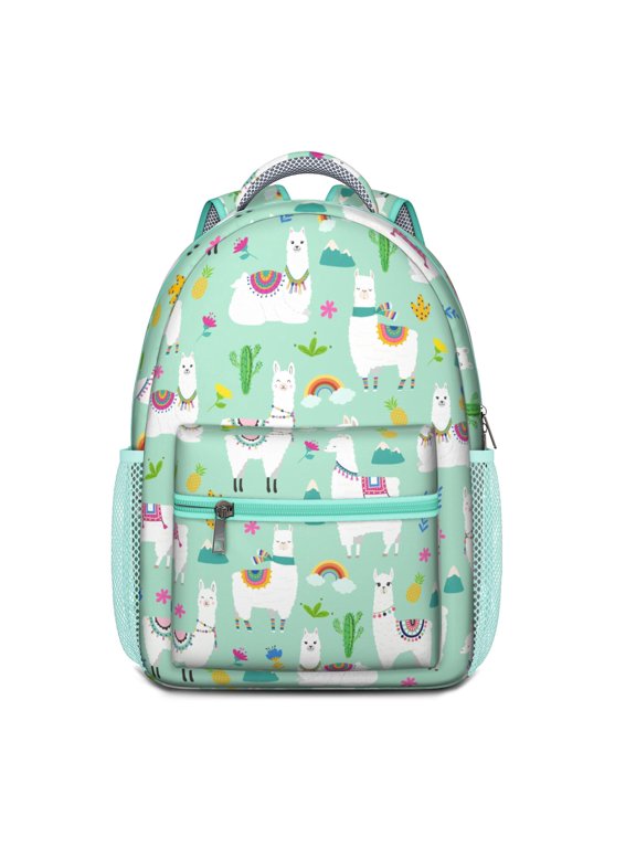 Adorable Kawaii Llama Pattern Backpack – Cute Alpaca Face Cartoon Design with Funny and Charming Style for