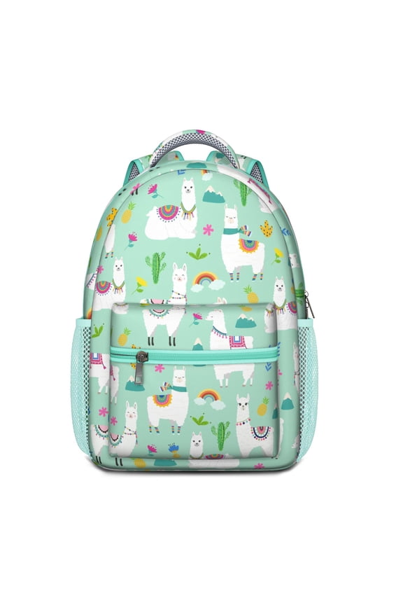 Adorable Kawaii Llama Pattern Backpack – Cute Alpaca Face Cartoon Design with Funny and Charming Style for