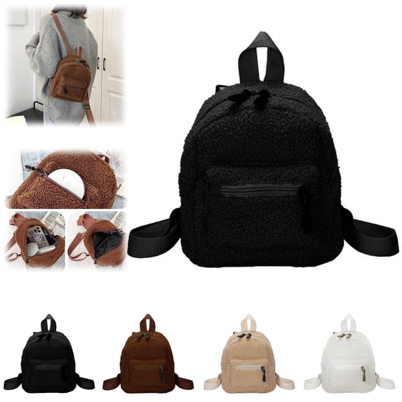 Adorable Kawaii Plush Fluffy School Backpack Fuzzy Sherpa Aesthetic Mini Daypack for Travel Everyday Use and Daily Adventure