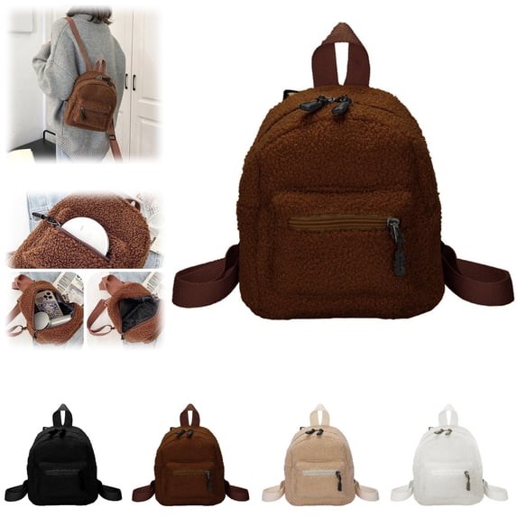 Adorable Kawaii Plush Fluffy School Backpack Fuzzy Sherpa Aesthetic Mini Daypack for Travel Everyday Use and Daily Adventure