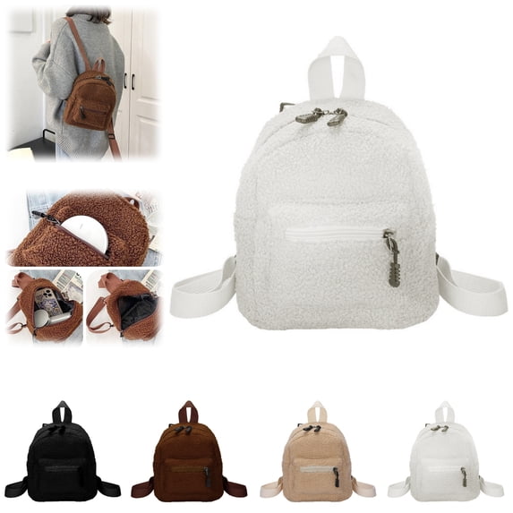 Adorable Kawaii Plush Fluffy School Backpack Fuzzy Sherpa Aesthetic Mini Daypack for Travel Everyday Use and Daily Adventure