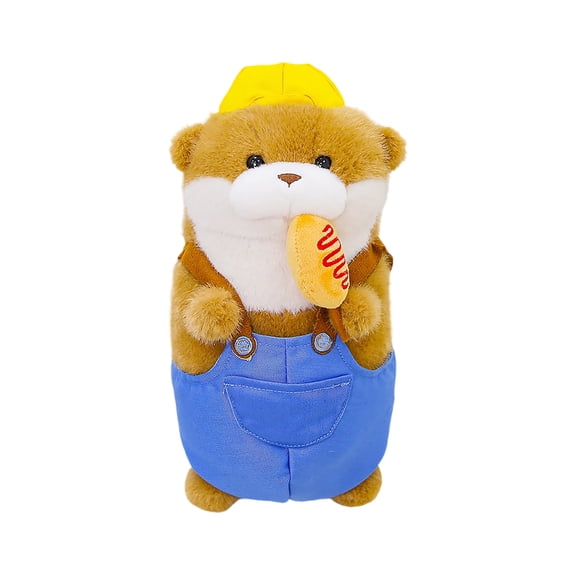 Adorable Kawauso Uso Hot Dog Doll - Light Brown Uso Sauce Cartoon Plush Toy Otter Doll, Soothing and Accompanying Doll, Holiday and Birthday Gift (Blue)
