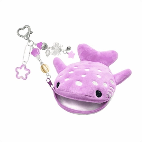 Adorable Keychain with Zipper Pocket  Cute Cartoon Stuffed Animal Hanging Ornament for Luggage Backpack Purse Small Items Storage