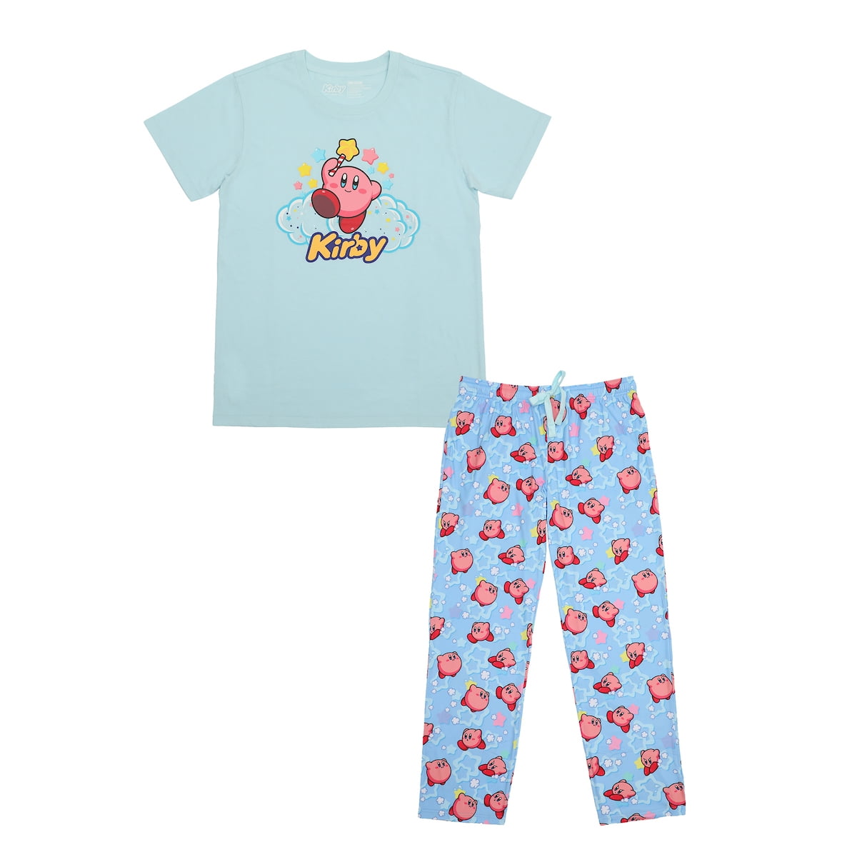 Bioworld Kirby Adult Juniors Sleepwear Set, Short Sleeve Tee and