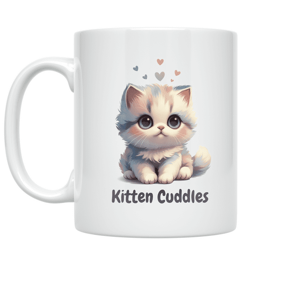 Adorable Kitten Cuddles Design - Cat Lover - 11 oz Ceramic Coffee Mug
