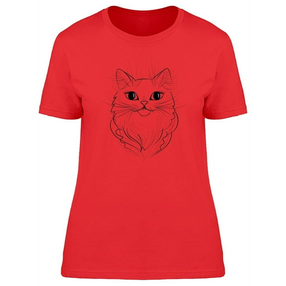 Adorable Kitten Head Sketch T-Shirt Women -Image by Shutterstock, Female x-Large