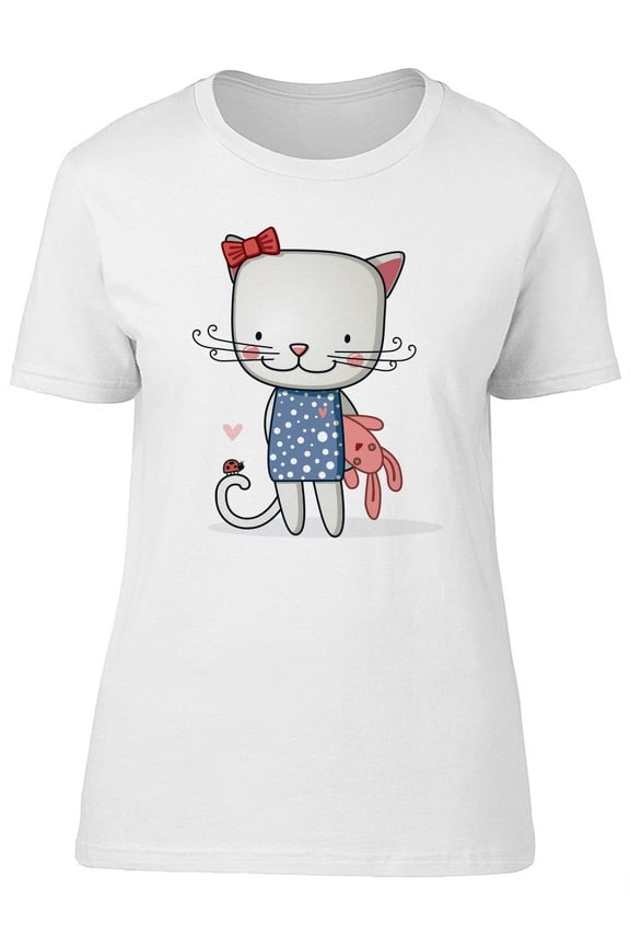 Adorable Kitten & Ladybug Tee Women's -Image by Shutterstock