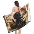 thumbnail image 1 of Adorable Kitten On Mini Train Bath Towel, Highly Absorbent towels for bathroom Quick Drying Microfiber Bath Towels for Body, Soft Shower Towels for Sport, Yoga, SPA, Gym 27x55in, 1 of 5