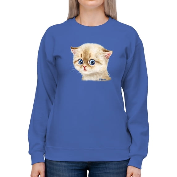 Adorable Kitten Sweatshirt Women -Kayomi Harai Designs, Female Large