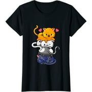Adorable Kitty Pile: Women's Anime Kawaii Neko T-Shirt - Perfect for Cat Lovers!