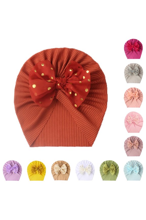 Adorable Knitted Baby Hat with Bow Lightweight Layered Head Cover for and Toddlers Bear Hat Baby