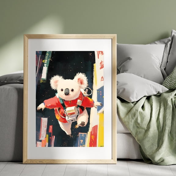 Adorable Koala Astronaut Poster, Cute Space Adventure Art, Whimsical Koala, Astronaut Animal Print, Space-Themed Wall Art, Modern Wall Decor, 8x12 UNFRAMED