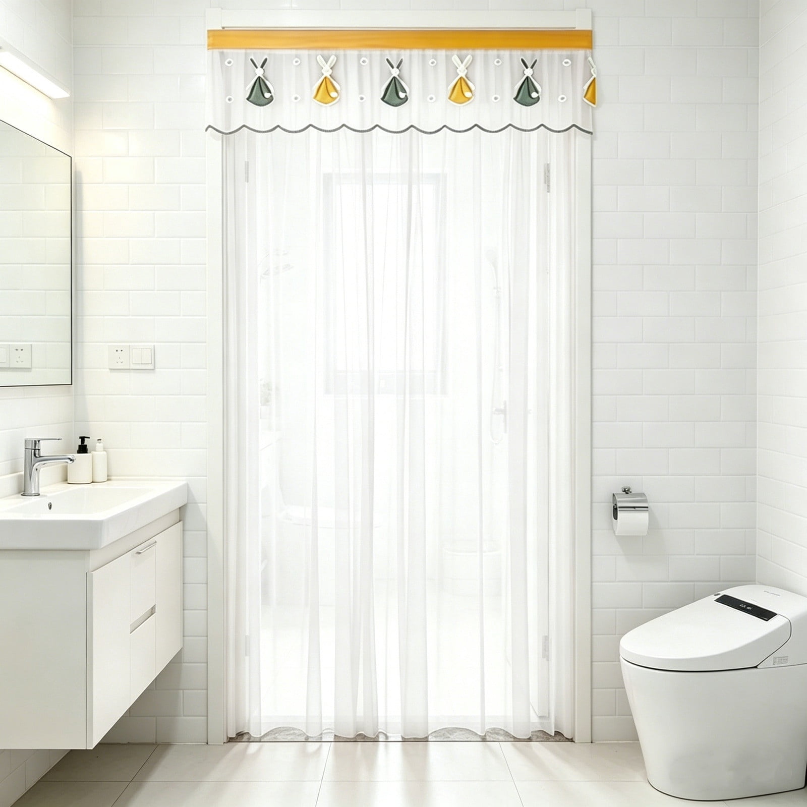Adorable Lace Door Curtain Mesh Bug Blocker Light Filtering for Bedroom ...