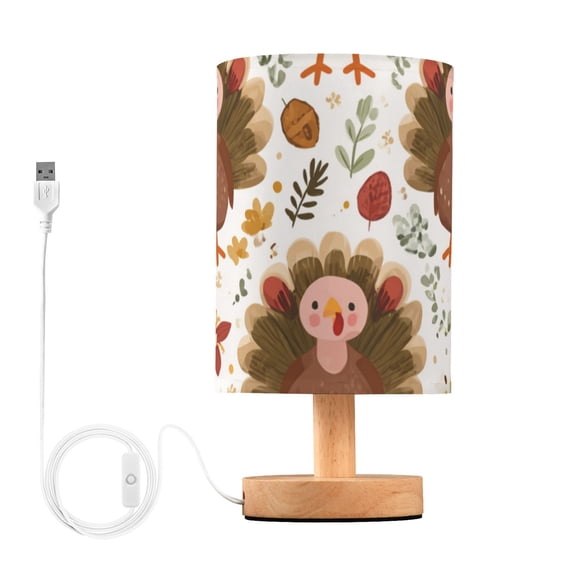 Adorable Leaves Turkey Pine Cone Thanksgiving Table Lamp with USB Port LED Warm Light Lamp Night Light Home Decor