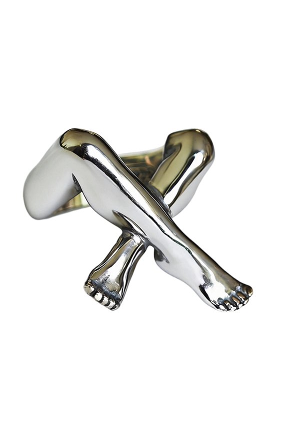 Adorable Leg Shape Finger Rings Delicate Open Rings Eye Catching Finger Jewelry Alloy Texture for Daily Party Wear