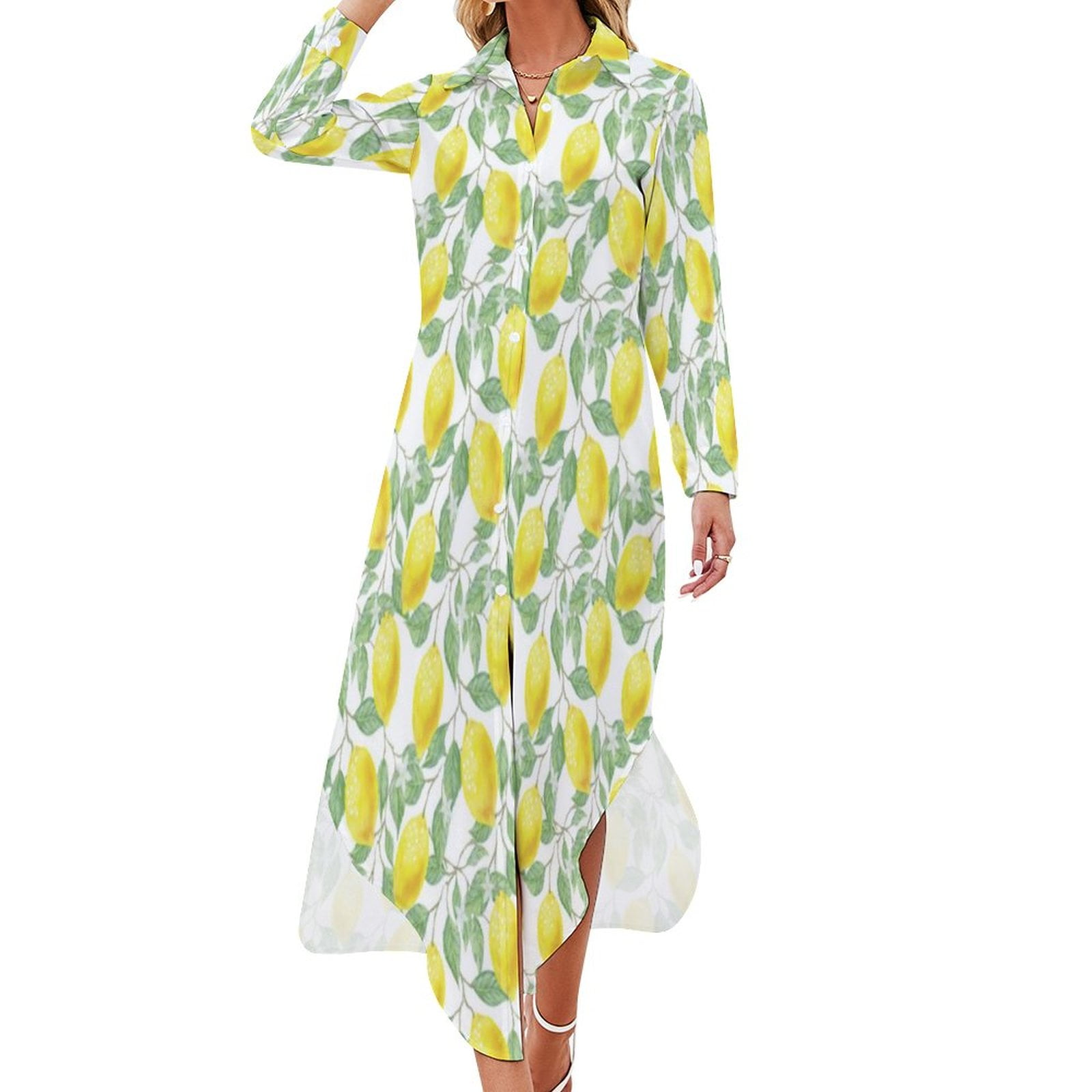 Adorable Lemon Print Casual Dress Fruits Pattern Street Fashion Dresses Adorable Lemon Print Casual Dress Fruits Pattern Street Fashion Dresses