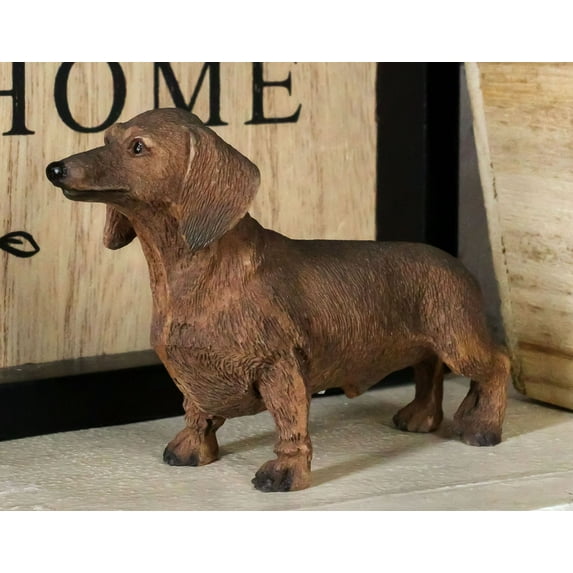 Adorable Lifelike Pet Pal Chocolate Dachshund Sausage Dog Miniature Figurine