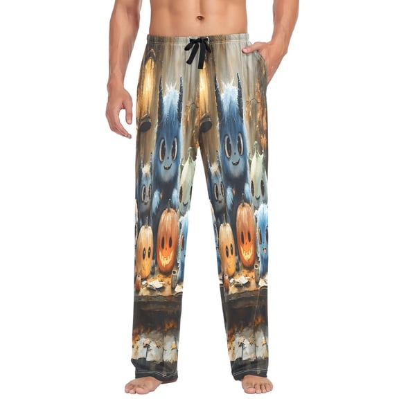 Adorable Little Monsters Mens Cotton Pajama Pants Long Staple Lightweight Sleep Bottoms with Pockets Breathable