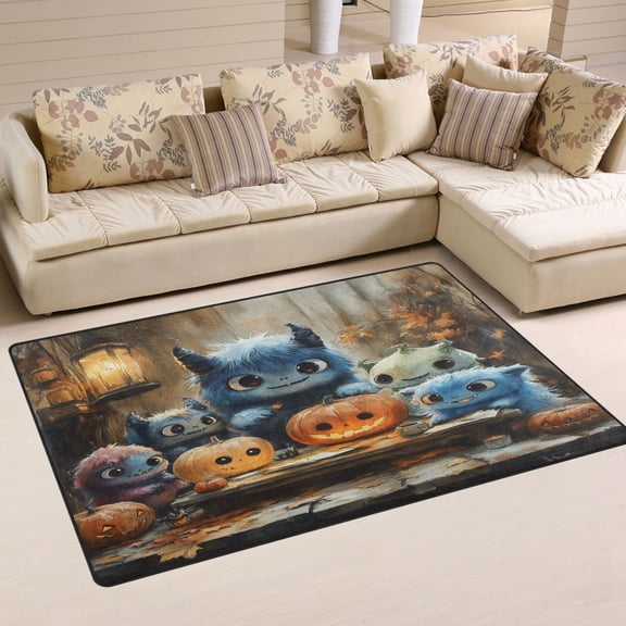 Adorable Little Monsters Soft Polyester Area Rug 31''x20'', Non Slip, Memory Foam, Water Absorbent