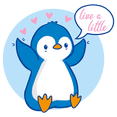 thumbnail image 1 of Adorable Little Penguin Animal Vinyl Home Wall Decoration Sticker Hearts Inspirational Quotes Design - 25" x 25" Kids Nursery Bedroom Live A Little Lettering Art Wall Decal, 1 of 4