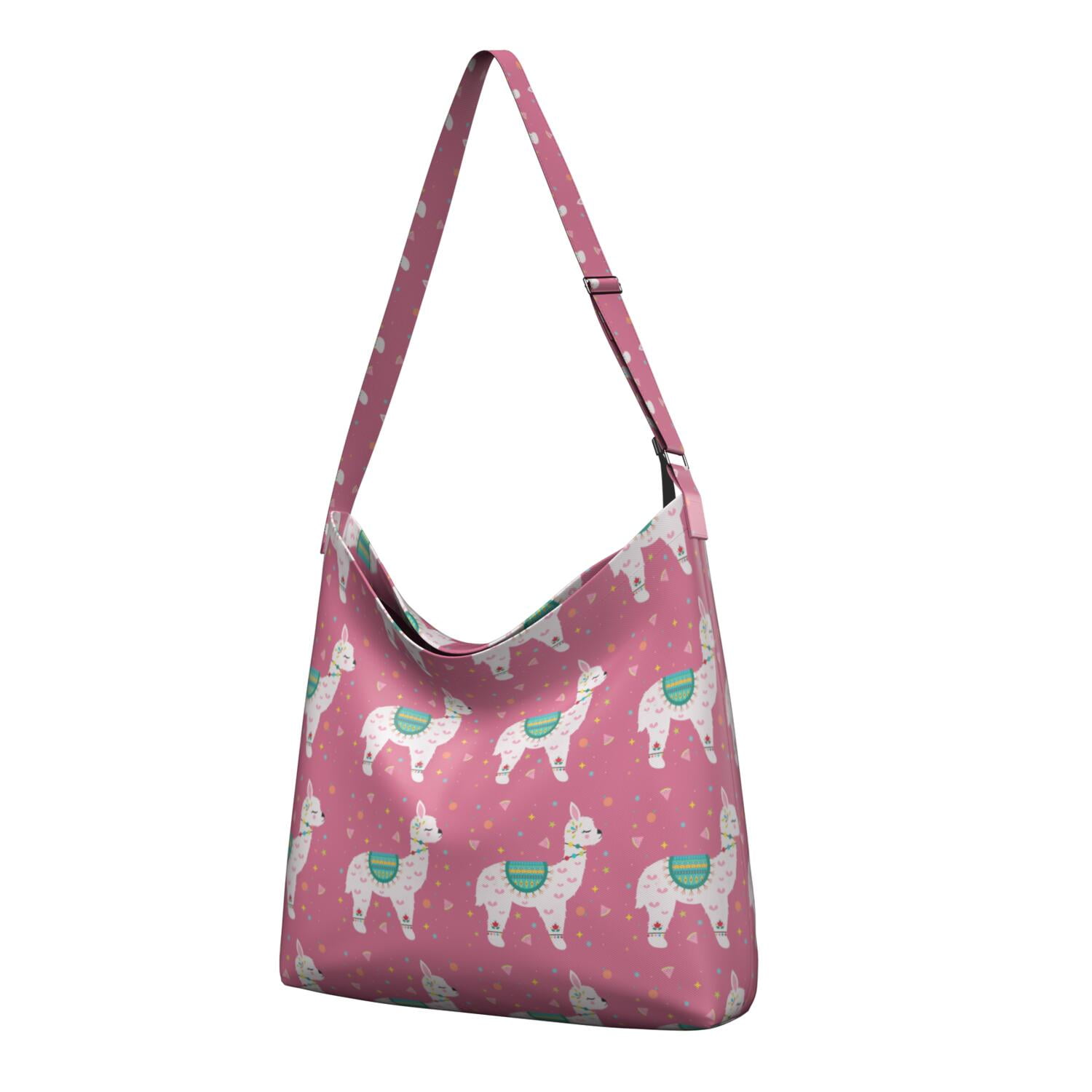 Adorable Llama Face Canvas Tote Bag – Kawaii Alpaca Cartoon Print, Cute ...