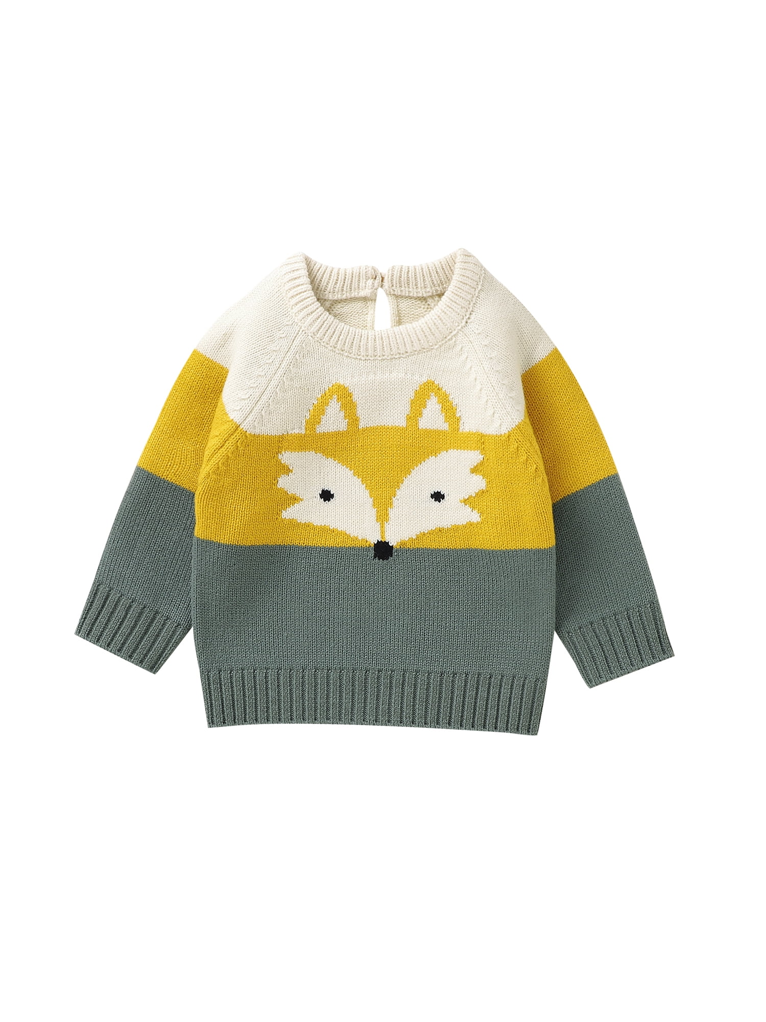 Adorable Long Sleeve Fox Print Sweaters for Babies
