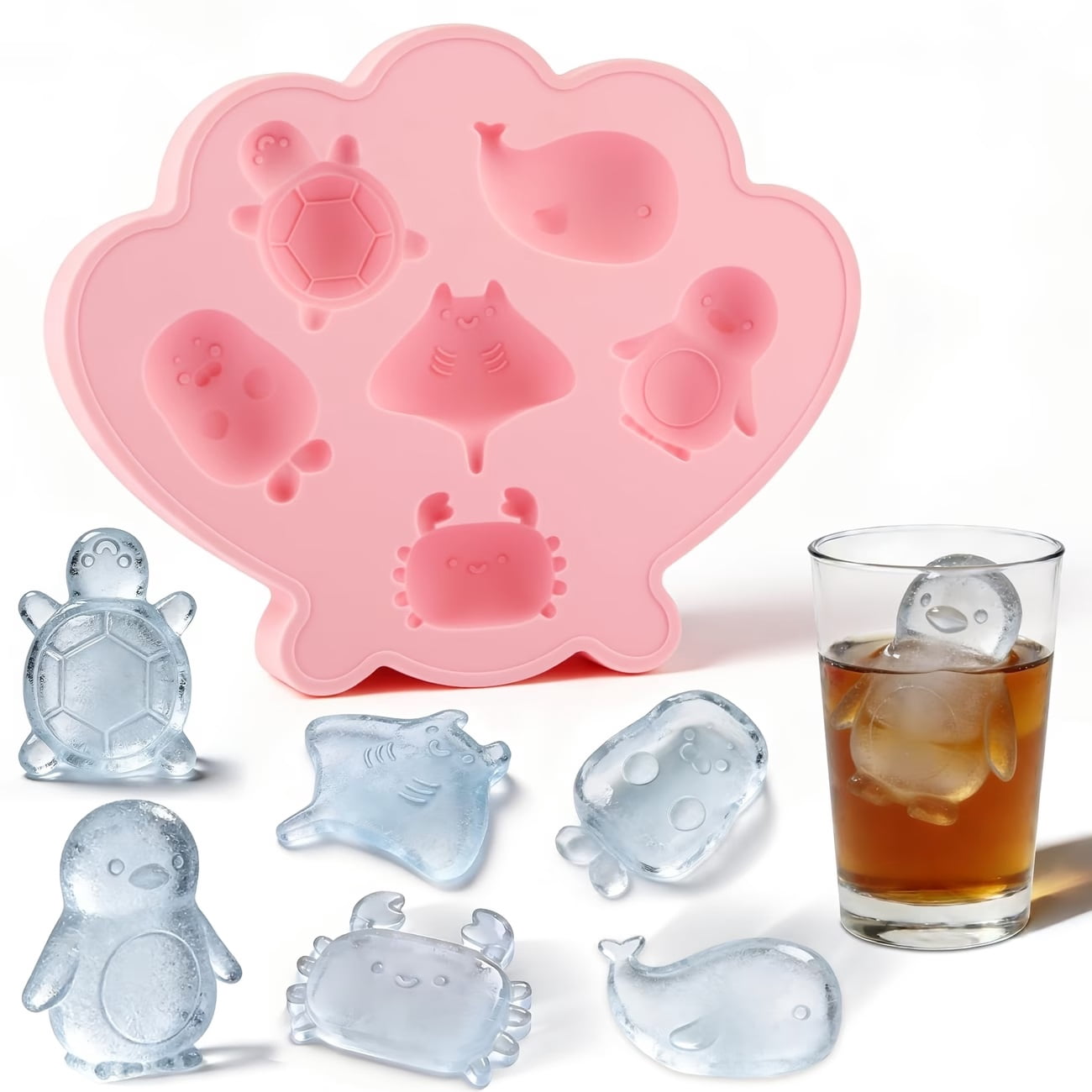 Adorable Marine Life Silicone Ice Cube Tray - Easy Release for Home ...
