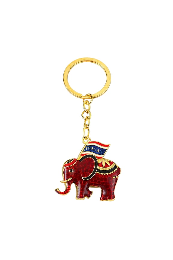 Adorable Miniature Elephant Key Holder With Festive Banners Handcrafted Shaped Keychain Travel Souvenir
