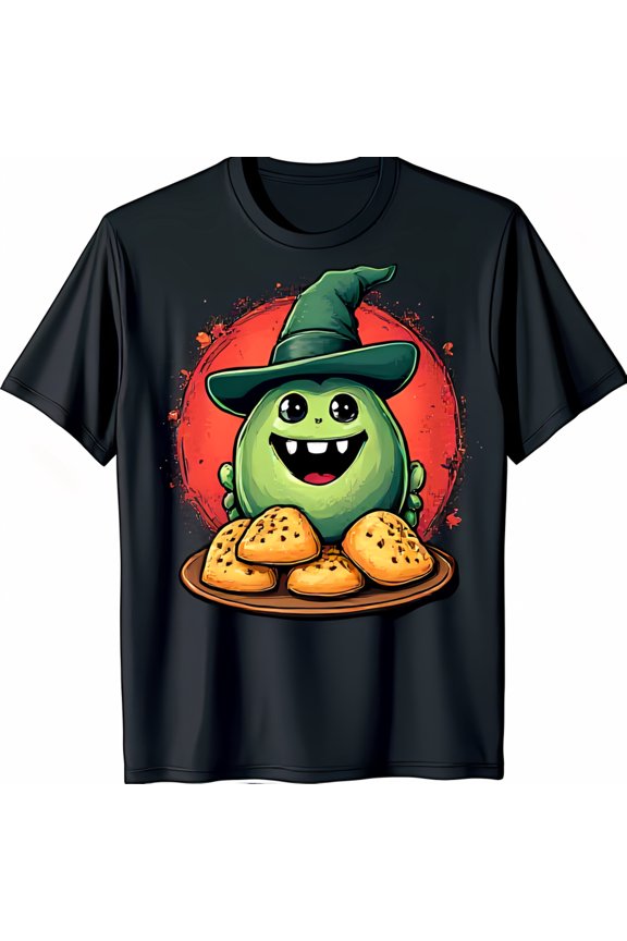 Adorable Mischievous Cartoon Character Graphic on Black T-Shirt for Any Occasion