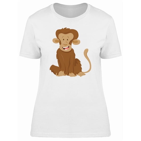 Adorable Monkey Smiling Cartoon Tee Women's -Image by Shutterstock