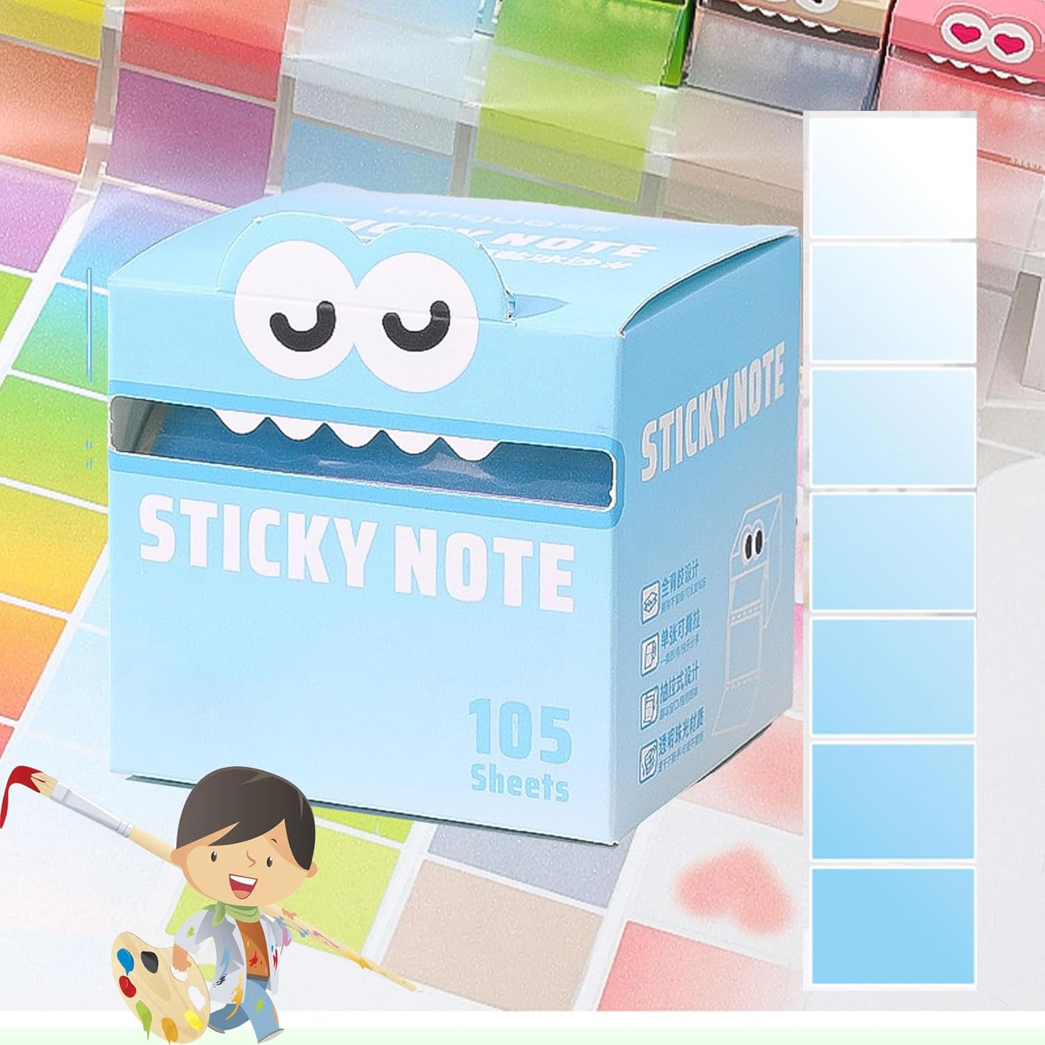 Adorable Monster Face Pastel Color Sticky Notes,Cute Monster Pattern ...