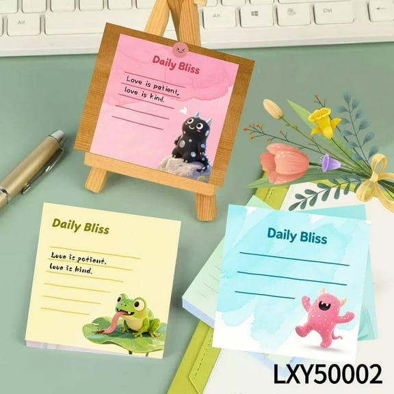 Adorable Monster Notepads Mini Note Cards (3.543.54 Inches),100-Pack with105 Various Emoticon Stickers,Writing Notepads for Office&Planning,Fun to Your Notes for Letters & Plans