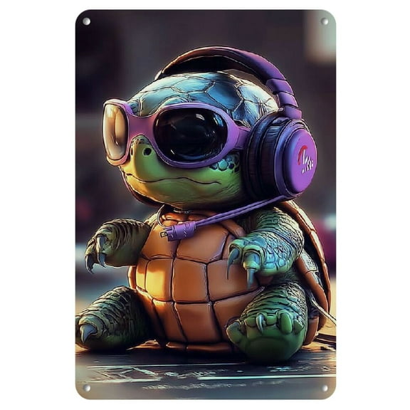 Adorable Ninja Turtle Vintage Metal Wall Sign - Retro Auminum Art Decor, No Power Needed, Ideal for Garage, Bar, Farm | Perfect for Christmas, Halloween, Easter, Thanksgiving, St. Patrick's Day