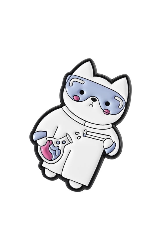 Adorable Nurse Kitten Brooch Cartoon Funny Corsage Pin With Cartoon Design