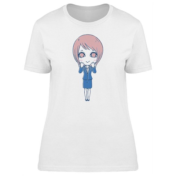 Adorable Office Lady Cartoon Tee Women's -Image by Shutterstock