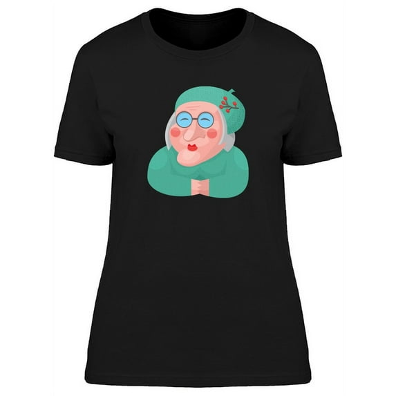 Adorable Old Lady Cartoon T-Shirt Women -Image by Shutterstock, Female Large