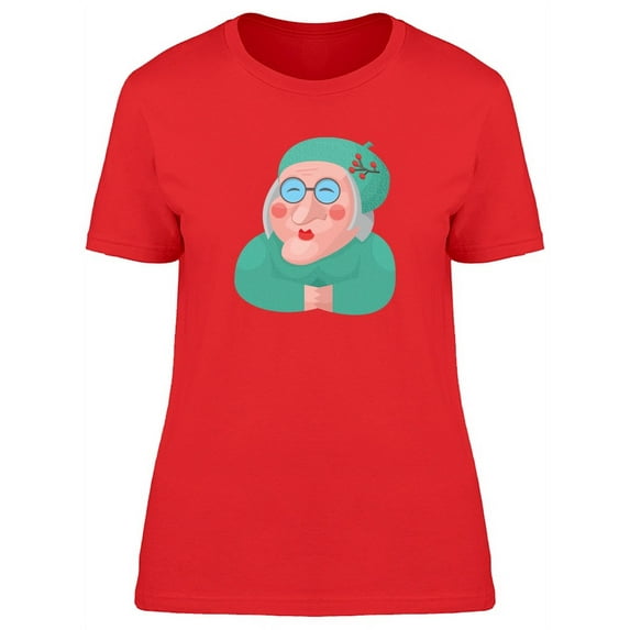 Adorable Old Lady Cartoon T-Shirt Women -Image by Shutterstock, Female Medium