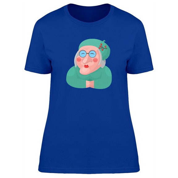 Adorable Old Lady Cartoon T-Shirt Women -Image by Shutterstock, Female x-Large