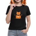Adorable Orange Cat with Pumpkin Head Cartoon TShirt