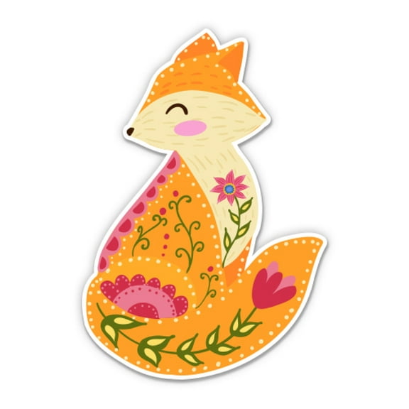 Adorable Orange Fox - 3" Vinyl Sticker - For Car Laptop Water Bottle Phone - Waterproof Decal