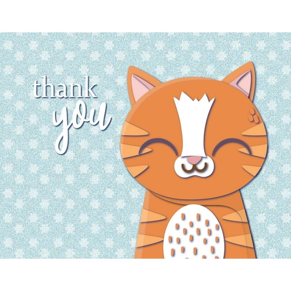 Adorable Orange Tabby Cat Thank You Note Cards - 10 Note Cards with Envelopes -