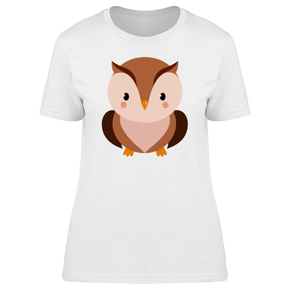 Adorable Owl Doodle Cartoon T-Shirt Women -Image by Shutterstock, Female x-Large