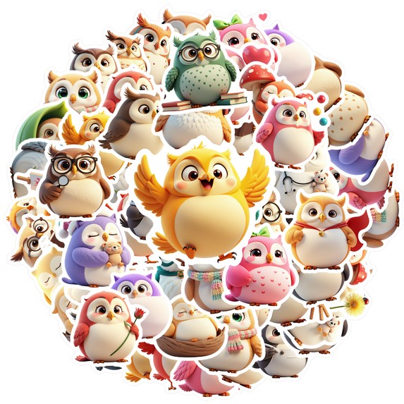 Adorable Owl Stickers Cute Stationery Stickers Animal Kids Stickers for Laptops Notebooks Suitcases