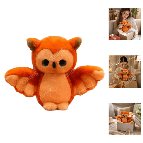 Adorable Owl Stuffed Animals 7.87in & 9.84in Soft Huggable Plush Toy with Fluffy Wings, 2 Colors Polyester Plushies, Kids Bedroom Decoration & Gift-A