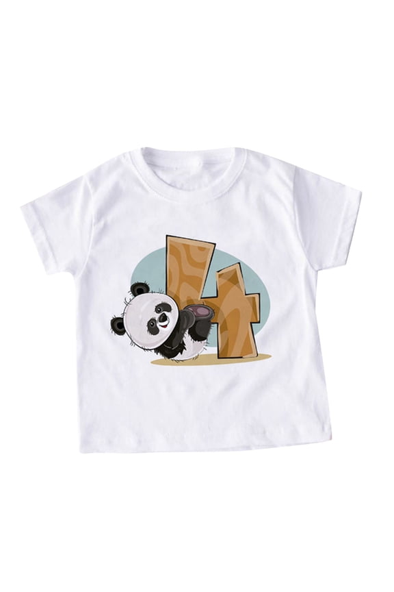 Adorable Panda Cartoon Toddler T-Shirts Boys & Girls - Summer Short Sleeve Cotton Tops Set, Cute Casual Outfit