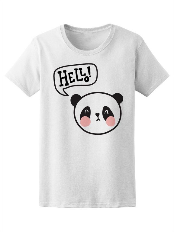 Adorable Panda Face Hello T-Shirt Women -Image by Shutterstock, Female Large
