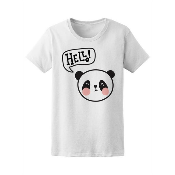 Adorable Panda Face Hello T-Shirt Women -Image by Shutterstock, Female x-Large