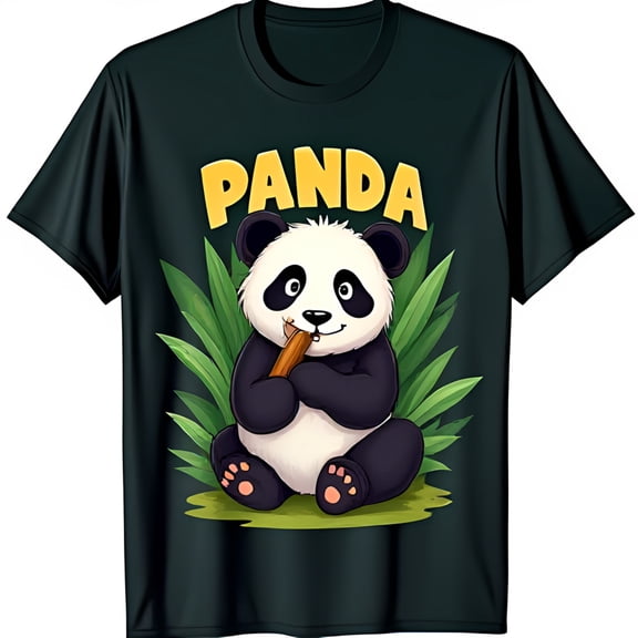 Adorable Panda Graphic on Black T-Shirt for & Young Adults Fun & Stylish